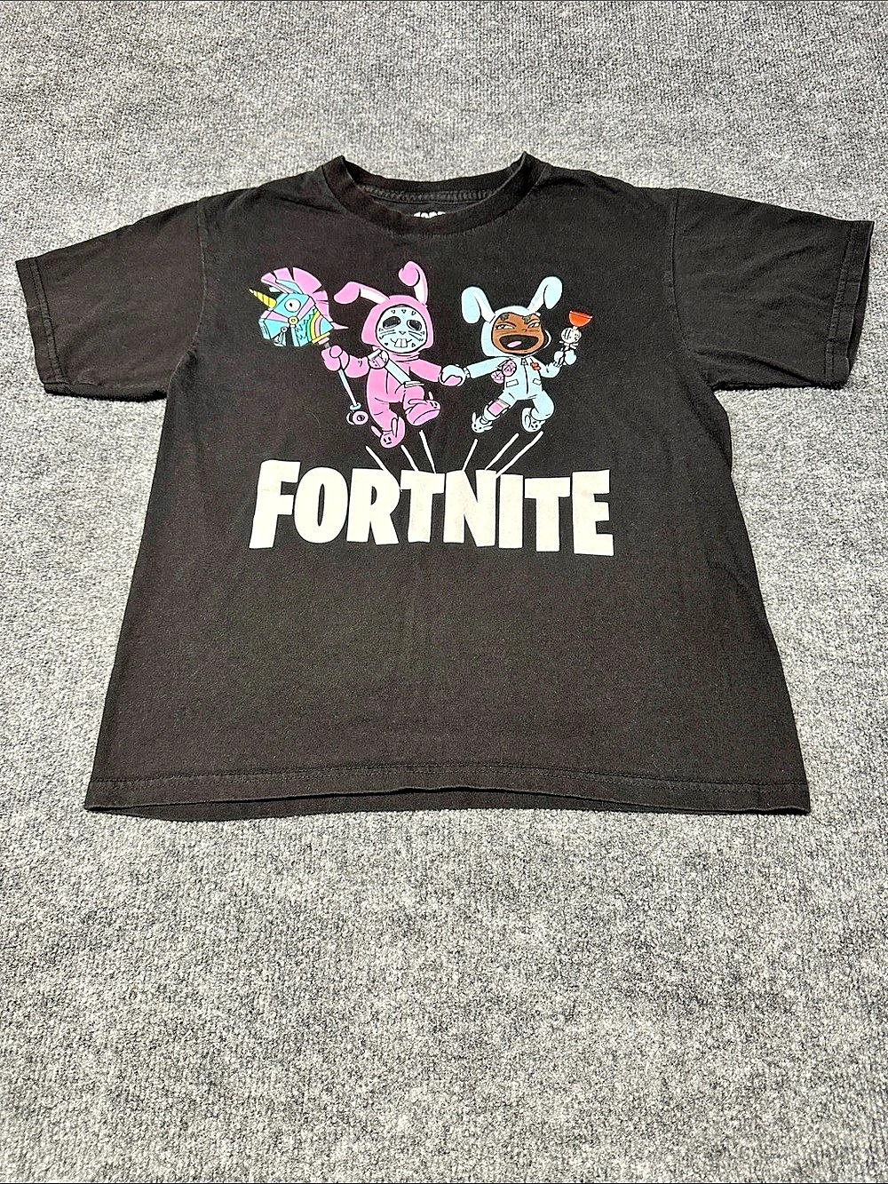 Fortnite Bunny Brawler and Rabbit Raider Graphic T-Shirt Tee Boys 10/12 Black